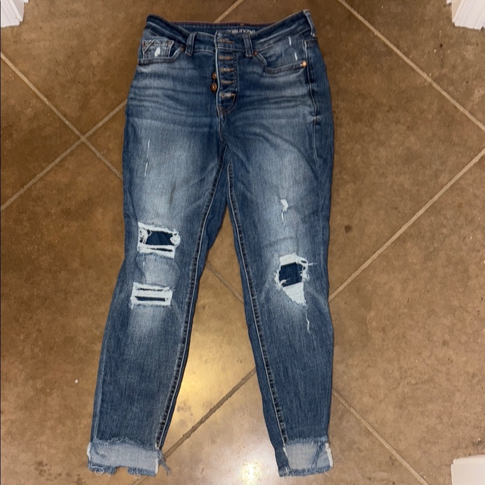 Maurices Blue Ankle Cropped Jeans Distressed Casual